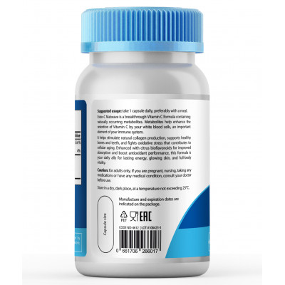 Ester-C Matwave 500 mg 60 capsules back side directions for use instructions
