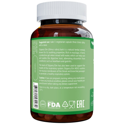 Slippery Elm NDCG 400 mg 100 capsules back side directions for use instructions