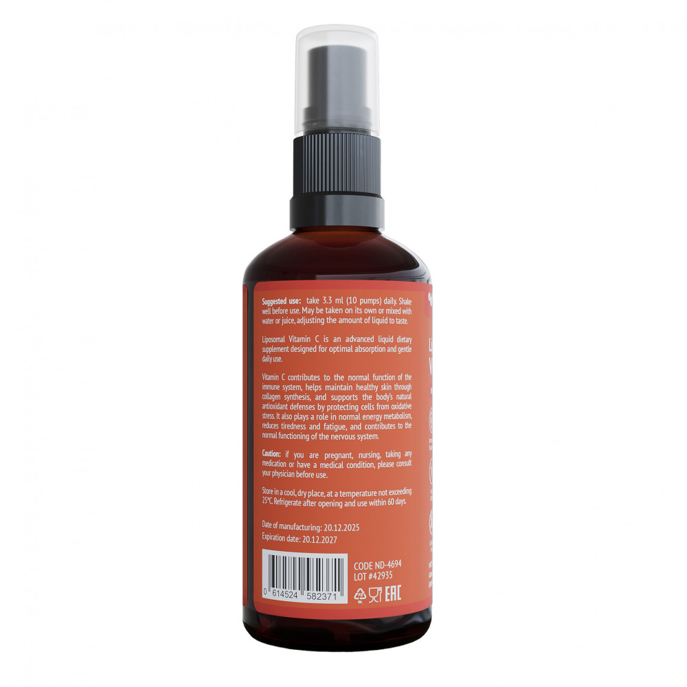Liposomal Vitamin C NDCG 900 mg 100 ml back side directions for use