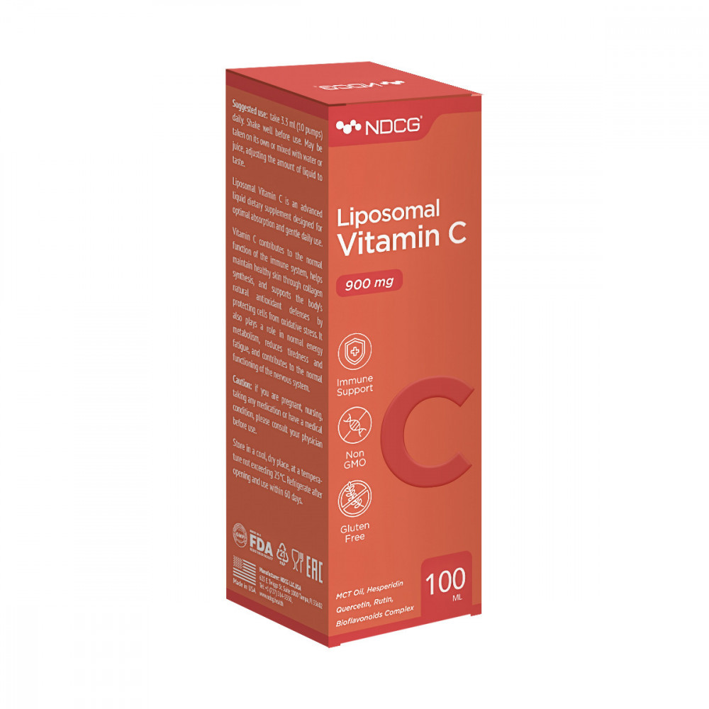 Liposomal Vitamin C NDCG 900 mg 100 ml cardboard box left side