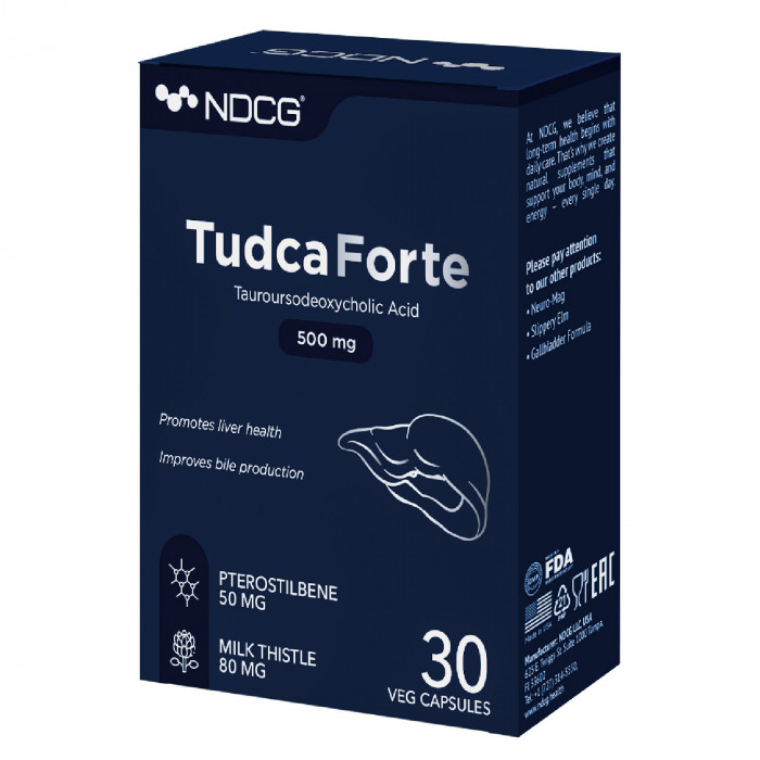Тудка Форте TUDCA 500 мг 30 капсул БАД для печени лицевая сторона