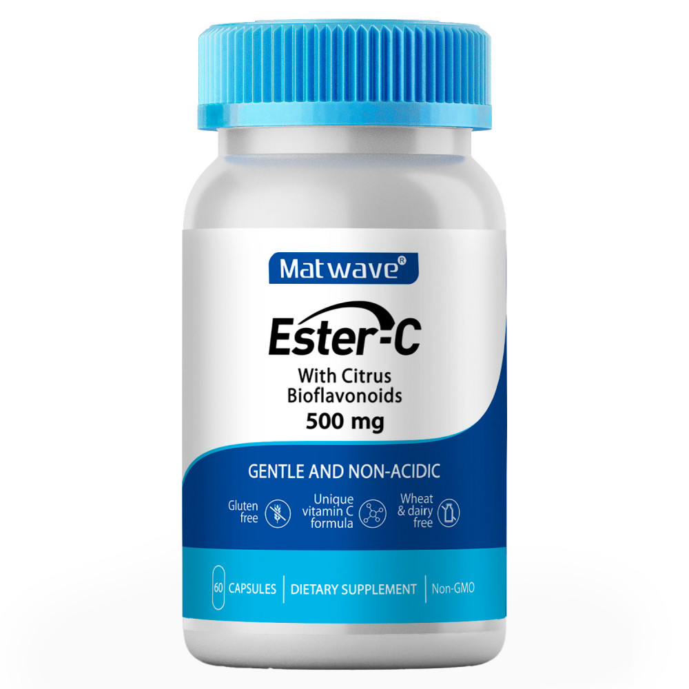 Ester-C Matwave 500 mg 60 capsules non-acidic vitamin C immune support front side